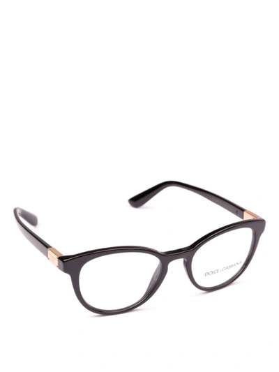 Shop Dolce & Gabbana Black Acetate Pantos Optical Glasses