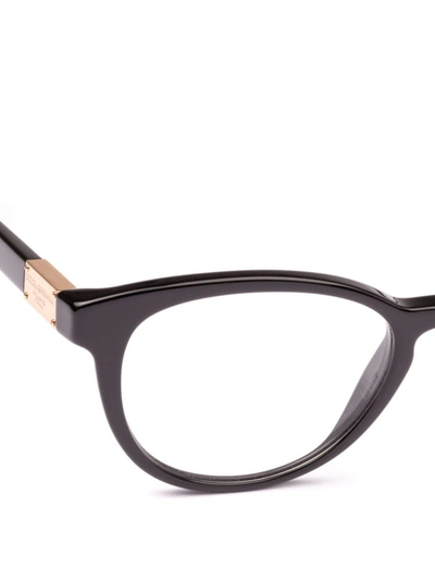 Shop Dolce & Gabbana Black Acetate Pantos Optical Glasses