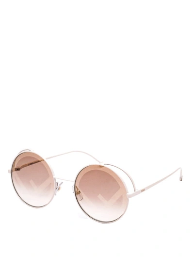 Shop Fendi Rama Round Sunglasses In Light Pink