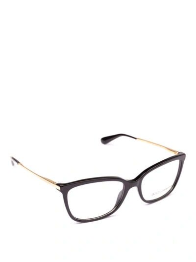 Shop Dolce & Gabbana Black Eyeglasses With Gold-tone Temples