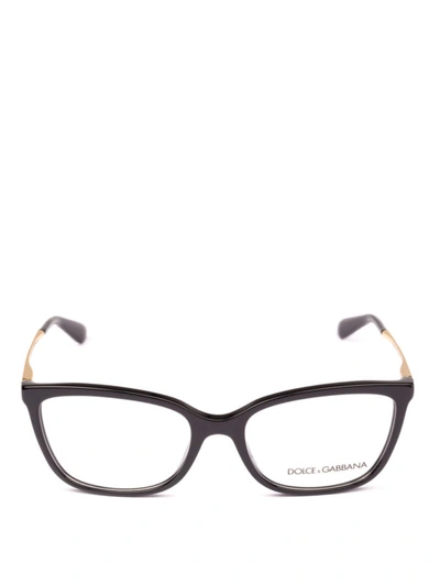 Shop Dolce & Gabbana Black Eyeglasses With Gold-tone Temples