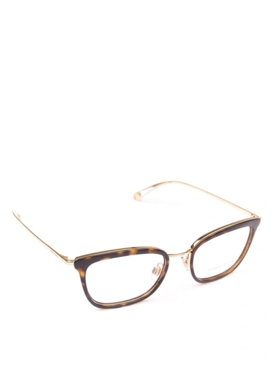 Shop Giorgio Armani Tortoiseshell Rectangular Eyeglasses In Brown