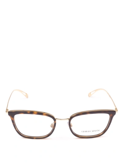Shop Giorgio Armani Tortoiseshell Rectangular Eyeglasses In Brown