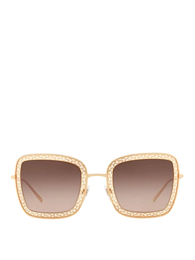Shop Dolce & Gabbana Embellished Frame Square Sunglasses In Gold
