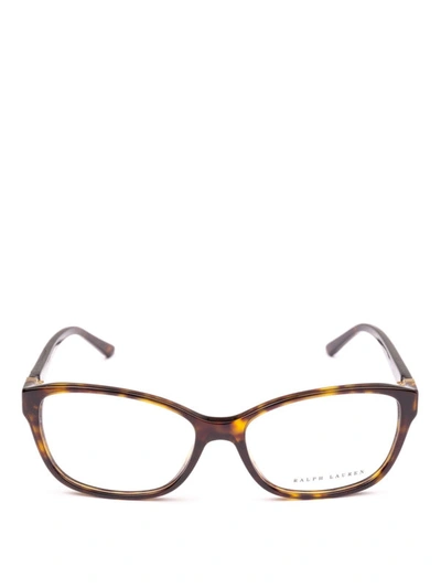 Shop Polo Ralph Lauren Rectangular Cat-eye Tortoise Frame Glasses In Brown