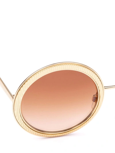 Shop Dolce & Gabbana Engraved Gold-tone Metal Round Sunglasses