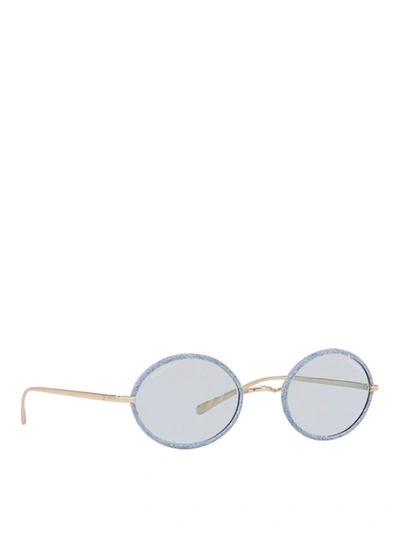 Pre-owned Denim And Metal Rounded Sunglasses In Light Blue