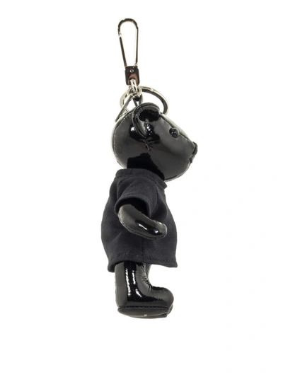 Shop Burberry Thomas Bear Patent Leather Key Holder In Black