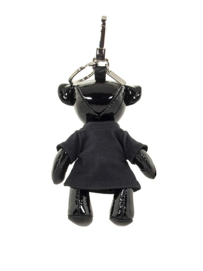 Shop Burberry Thomas Bear Patent Leather Key Holder In Black