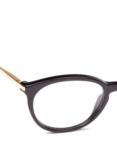 Shop Dolce & Gabbana Black Optical Glasses With Gold-tone Temples