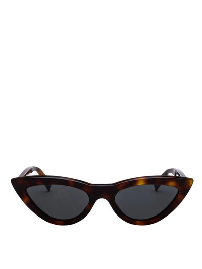 Shop Celine Stained Dark Brown Acetate Cat Eye Sunglasses