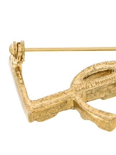Shop Saint Laurent Opyum Gold-tone Brass Brooch