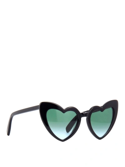 Shop Saint Laurent Loulou Heart Shaped Sunglasses In Black