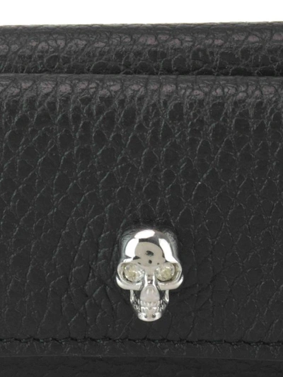 Shop Alexander Mcqueen Skull Hammered Leather Wallet In Black
