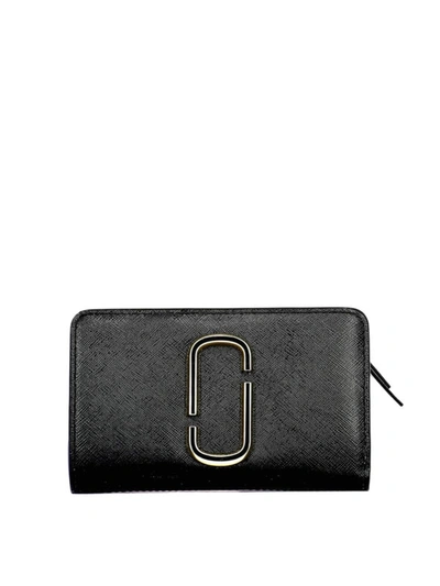 Shop Marc Jacobs Snapshot Black And White Saffiano Wallet