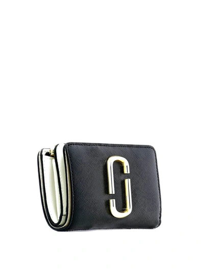Shop Marc Jacobs Snapshot Black And White Saffiano Wallet