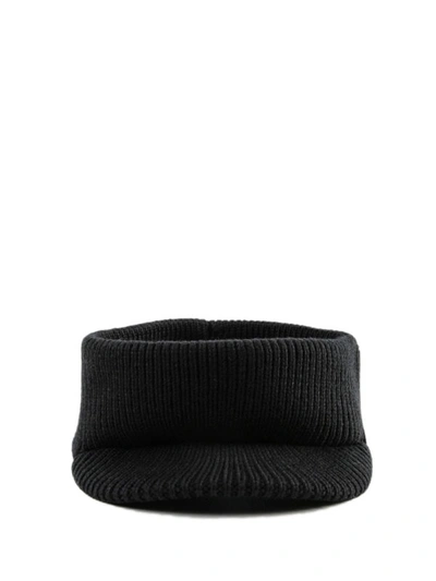 Shop Prada Wool Headband With Visor And Rubber Logo In Black