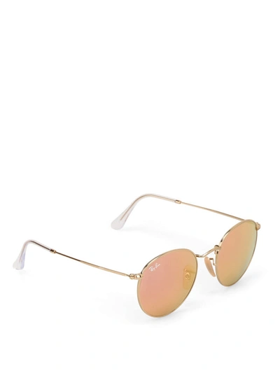 Shop Ray Ban Round Gold Tone Sunglasses