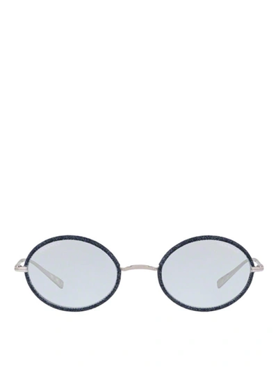 Pre-owned Metal And Denim Rounded Sunglasses In Blue