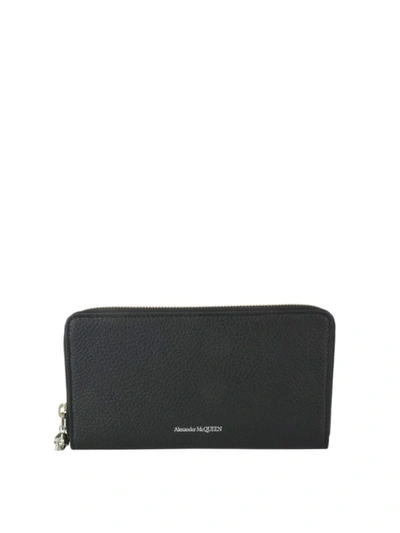 Shop Alexander Mcqueen Logo Detailed Leather Continental Wallet In Black