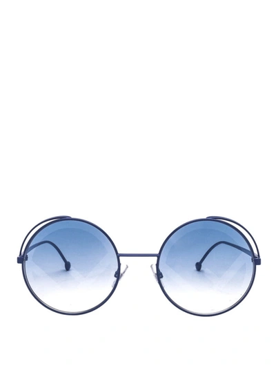 Shop Fendi Rama Blue Sunglasses