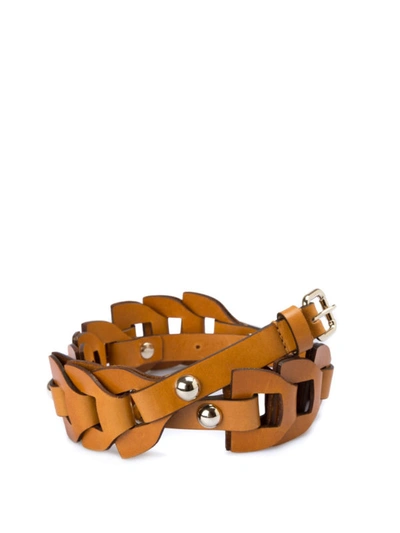 Shop Red Valentino Threads Leather Belt In Light Brown