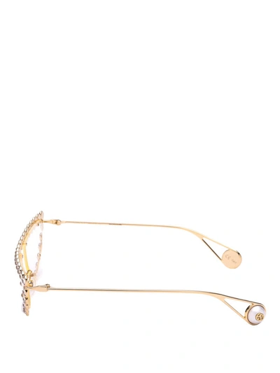 Shop Gucci Gold-tone Cat Eye Pearl Sunglasses