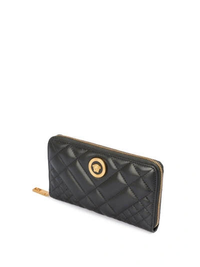 Shop Versace Medusa Head Logo Quilted Leather Wallet In Black