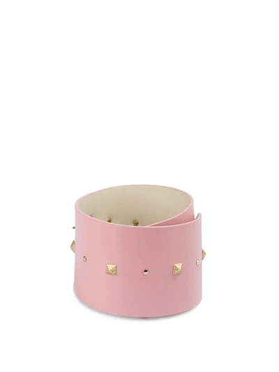 Shop Fausto Puglisi Gold-tone Sun And Studded Leather Belt In Pink
