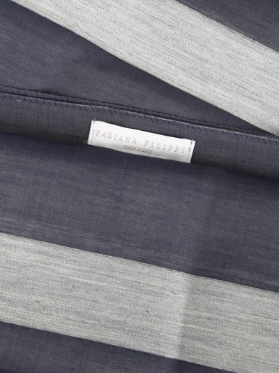 Shop Fabiana Filippi Blue And Grey Striped Silk Blend Scarf