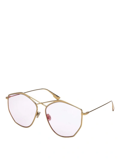Shop Dior Stellaire4 Geometric Frame Sunglasses In Gold