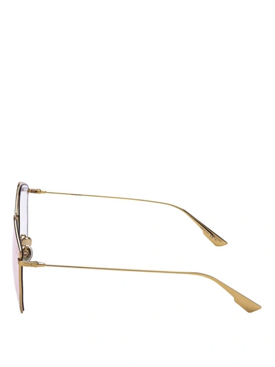 Shop Dior Stellaire4 Geometric Frame Sunglasses In Gold