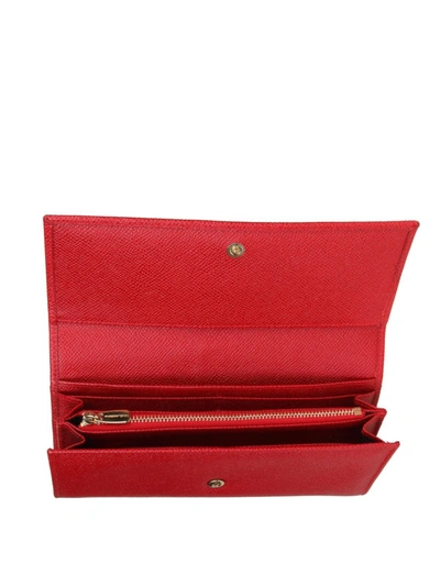 Shop Dolce & Gabbana Red Dauphine Leather Continental Wallet
