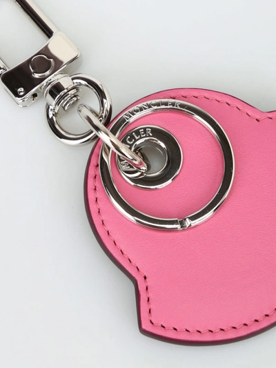 Shop Moncler Charm5 Pink And Burgundy Leather Key Holder