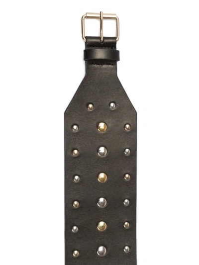 Shop Fausto Puglisi Gold-tone Sun Plaque And Studded Leather Belt