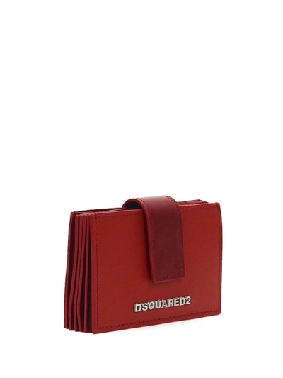 Shop Dsquared2 Metal Logo Accordion Card Case In Red