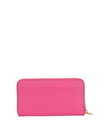 Shop Dolce & Gabbana Crystal Dg Dauphine Leather Zip Around Wallet In Pink