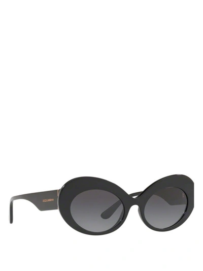 Shop Dolce & Gabbana Black Acetate Oval Sunglasses