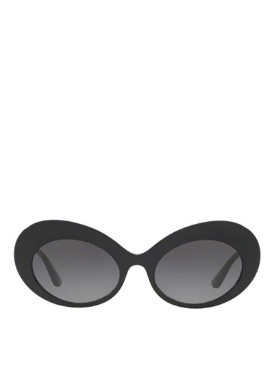 Shop Dolce & Gabbana Black Acetate Oval Sunglasses
