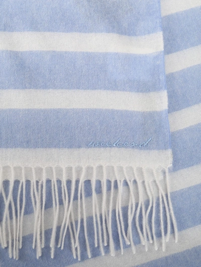 Shop Weekend Max Mara Paglia Striped Cashmere Scarf In Light Blue