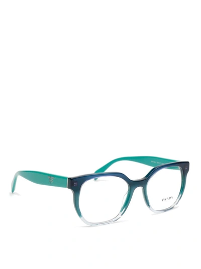 Shop Prada Gradient Acetate Optical Glasses In Light Blue