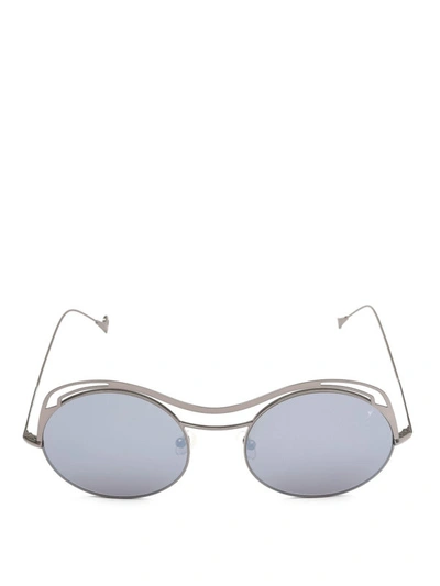 Shop Eyepetizer Sofia Ultralight Gun Metal Frame Sunglasses In Metallic