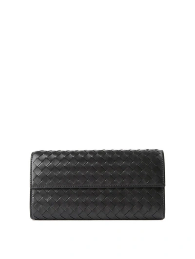 Shop Bottega Veneta Woven Nappa Wallet In Black