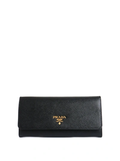 Shop Prada Saffiano Leather Wallet In Black