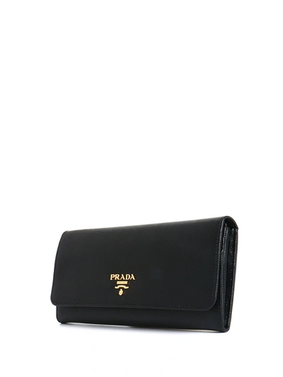 Shop Prada Saffiano Leather Wallet In Black