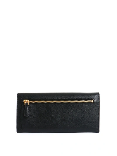 Shop Prada Saffiano Leather Wallet In Black