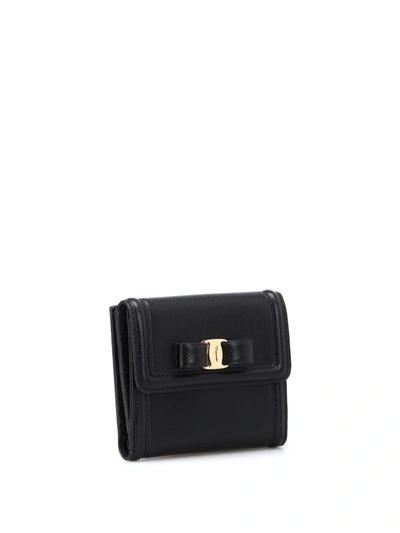 Shop Ferragamo Vara Bow Black Leather Wallet