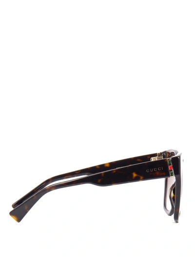 Shop Gucci Tricolour Hinge Tortoiseshell Sunglasses In Brown