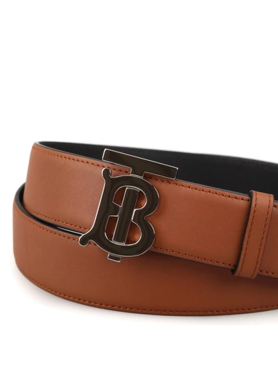 Shop Burberry Tb Brown And Black Reversible Belt