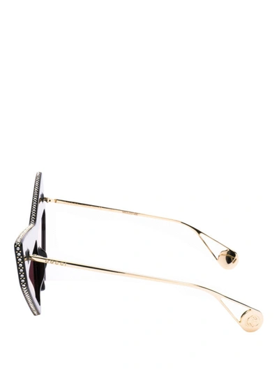 Shop Gucci Black Mask-frame Rhinestone Sunglasses